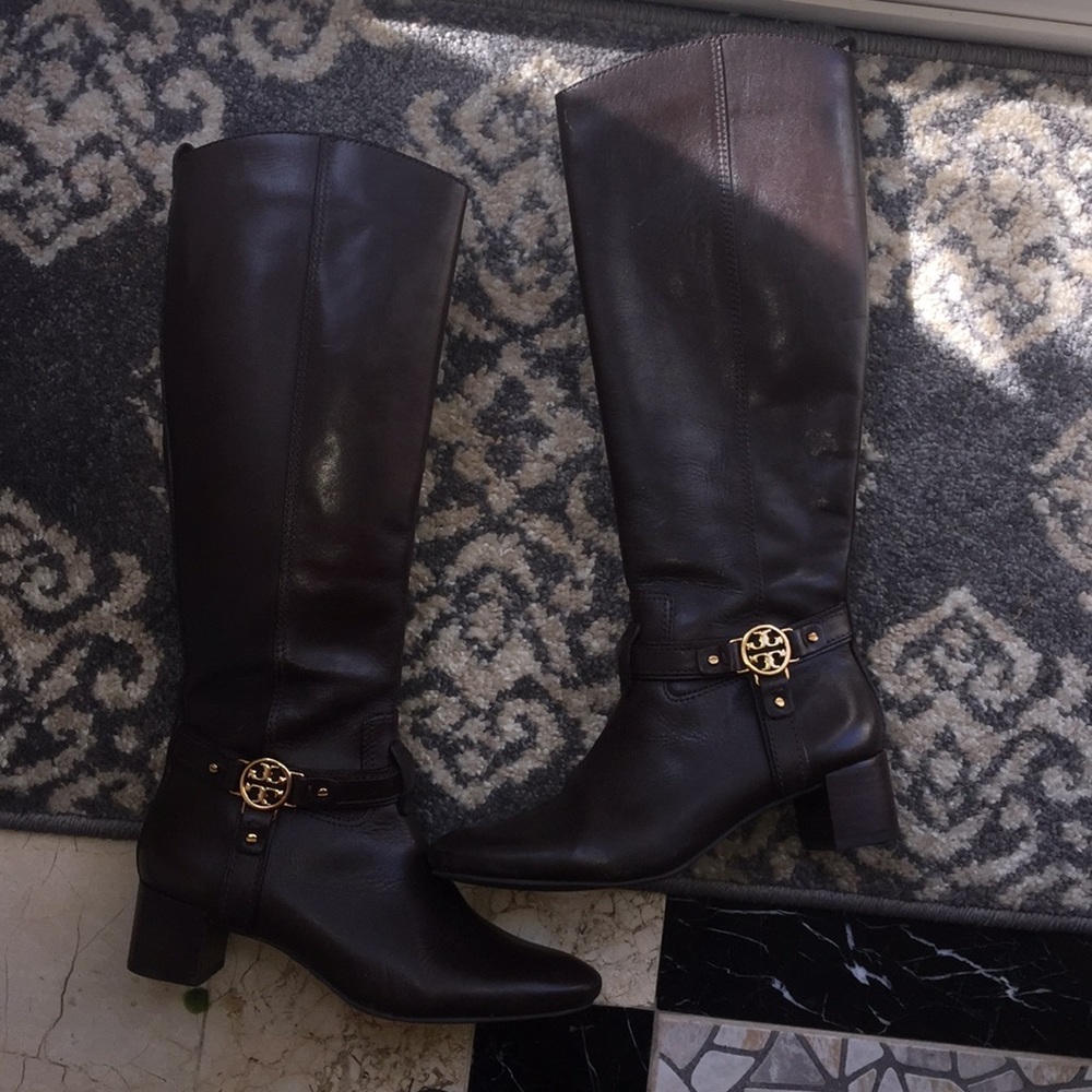 Tory Burch dark brown knee high boots